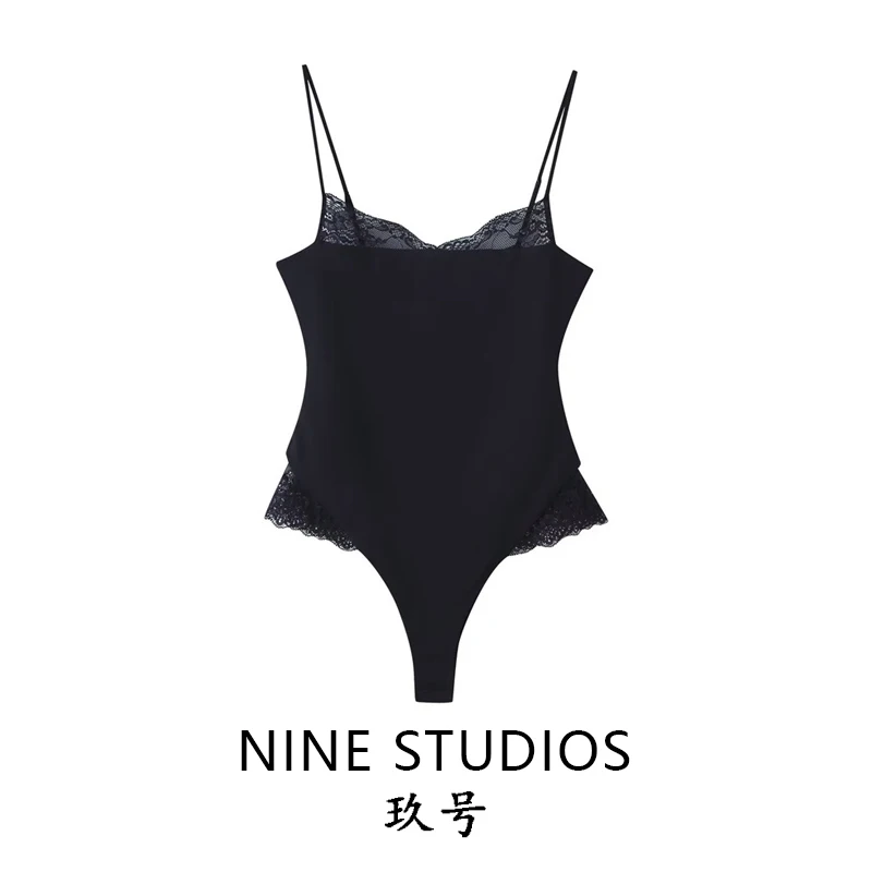 

NINE ZAR Sexy Lace Paneling Slim Fit Swimsuit Nylon Fabric Commuter Style High Waist Short Pant Spring Summer 2026