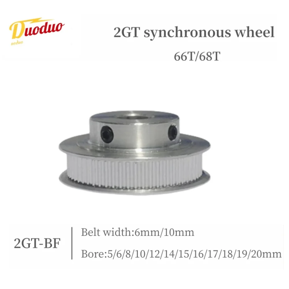 2GT/GT2 Timing Pulley 66T/68 Teeth Bore 5/6/8/10/12/14/15/16/17/18/19/20mm Tooth Pitch 2mm Synchronous Wheels Belt Width 6/10/mm