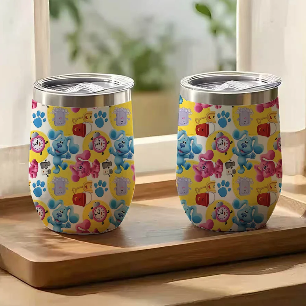 Anime B-Blue's Clues – Tasse isotherme à double paroi de 12 oz, anti-fuite, pour café chaud ou froid
