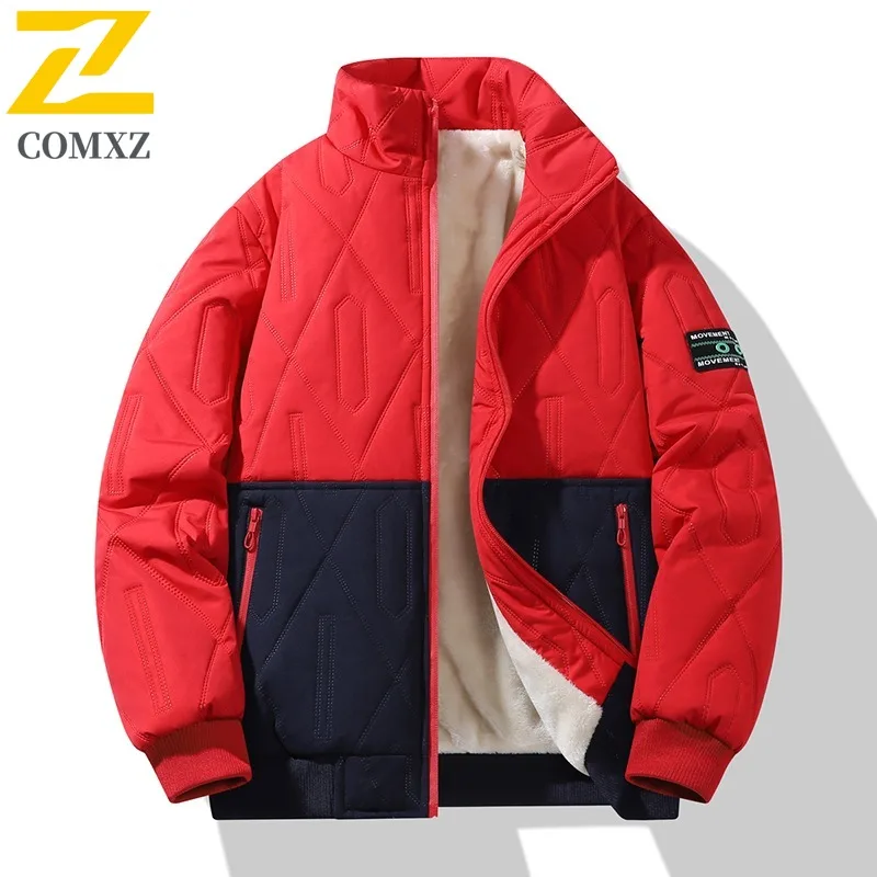 COMXZ Men Parker Coat Warm Baseball Motion Winter Thick Cotton Padded Coat  Outdoor Hiking Skiing Windproof Cold Weather Parka