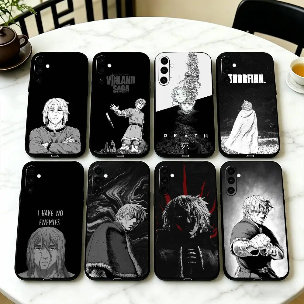 Black V-Vinland Saga Phone Case For Samsung Galaxy A73,A72,A71,A70,A53,A52,A51,Others Soft Black Cover