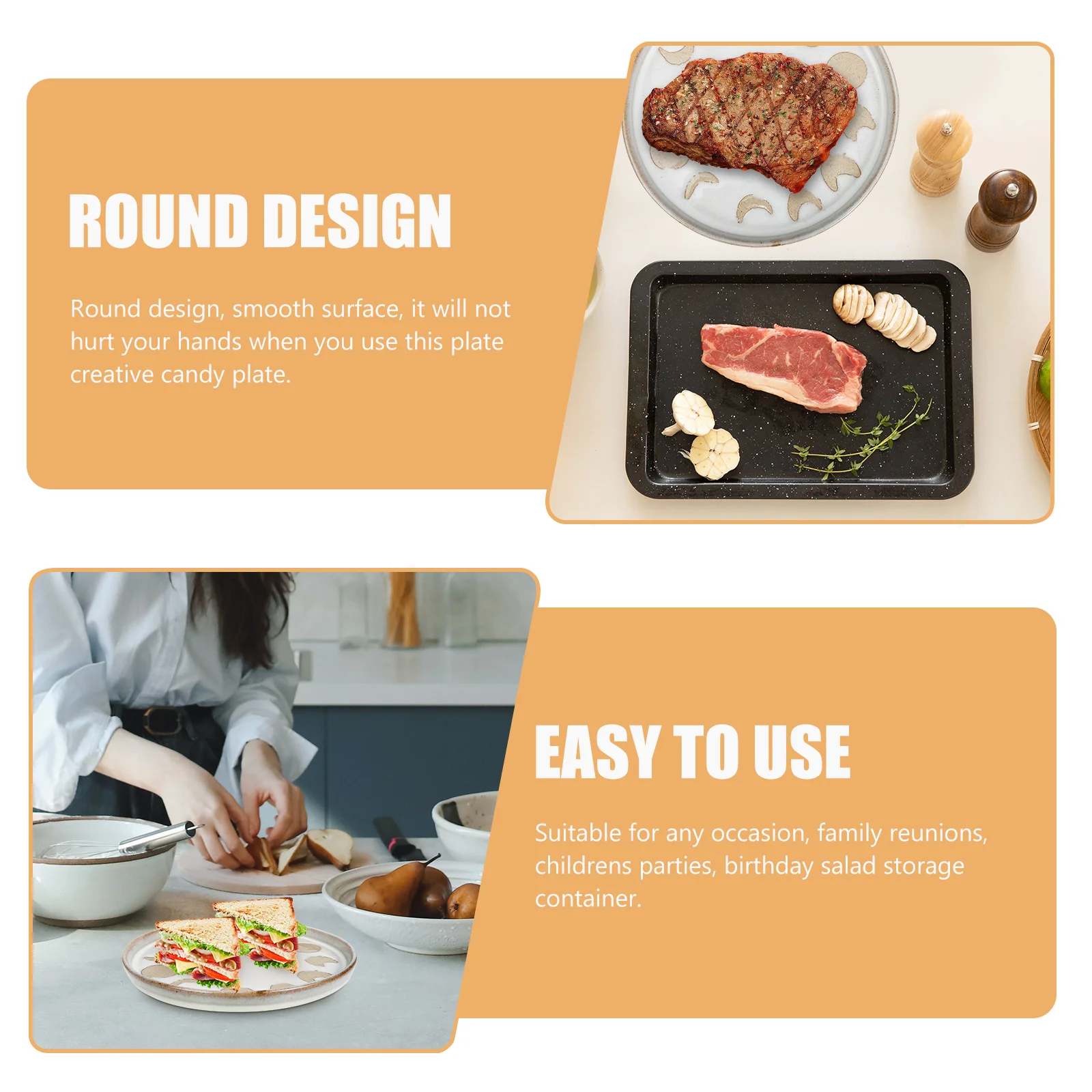 

Vintage Ceramic Plate Round Design Food Serving Tray Healthy Tasteless Easy Reunions Childrens Parties Salad Storage