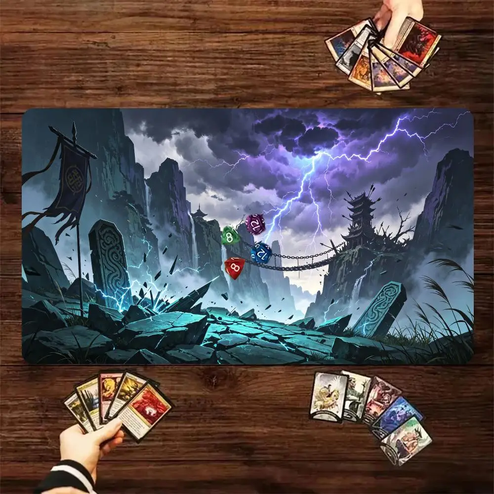 60X35cm Gaming Large Play mat Oriental Thunderstorm  Mountain Canyon Ancient Anti-Slip Rubber Desk mat Keyboard Mousepad