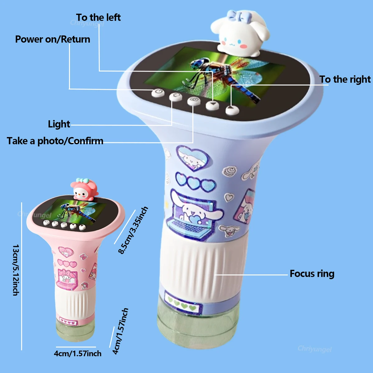 Chriyungel مجهر رقمي للأطفال 1000X مجموعة العلوم المحمولة مع مصباح ليد صور فيديو الجذعية ألعاب تعليمية صبي فتاة هدية