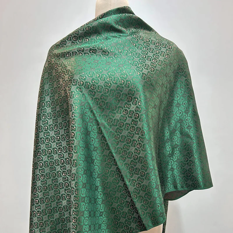 1PC Pre-cut French Style Dark Green Jacquard Polyester Brocade, Shiny Woven Decorative Fabric for Skirts Cosplay Costumes Crafts