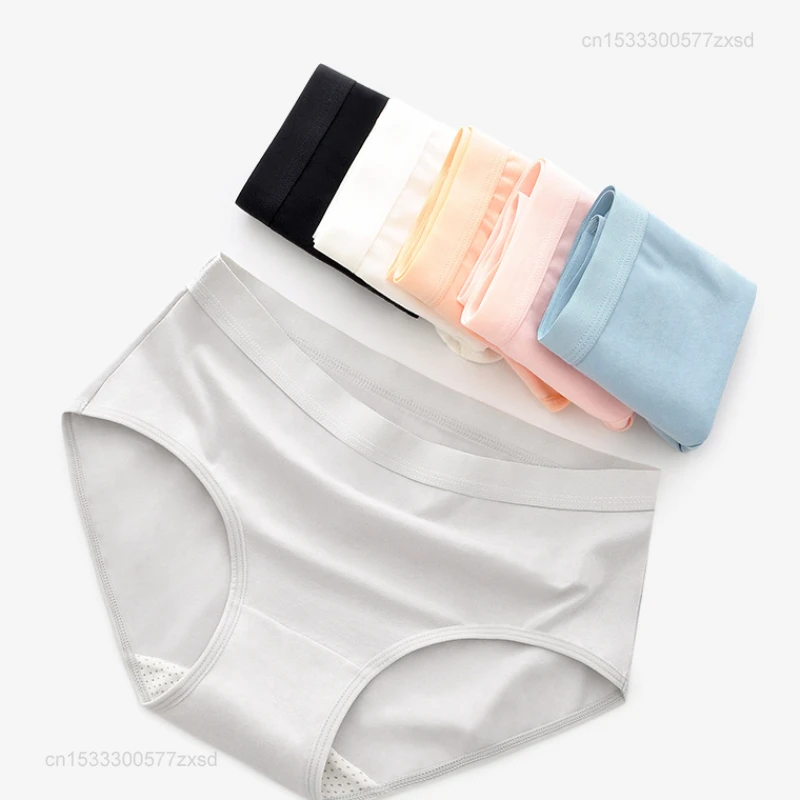 Xiaomi กางเกงในสตรีเอวกลางเอว M-2XL, กางเกงในสตรีระบายอากาศได้ดีสวมใส่สบายสีพื้นกางเกงในอ่อนนุ่มต้านเชื้อแบคทีเรีย