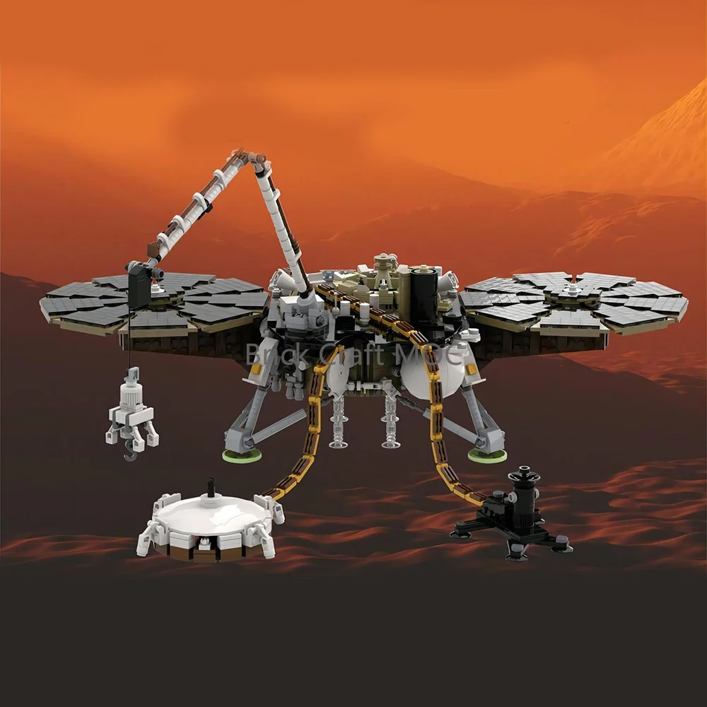 Mars Exploration Lander Probe MOC Brick Set Space Detector With Solar Panels & Robotic Arm DIY Aerospace Building Display Model