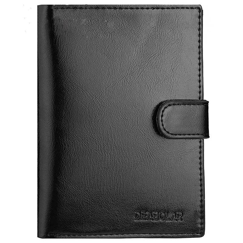 Billetera corta informal para hombre, monedero con cremallera, monedero con broche, funda pequeña para pasaporte