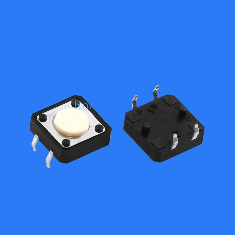 100pcs/ TS-G011 touch switch 12*12*4.3 (with fixed column 160G)4-pin vertical in-line white button