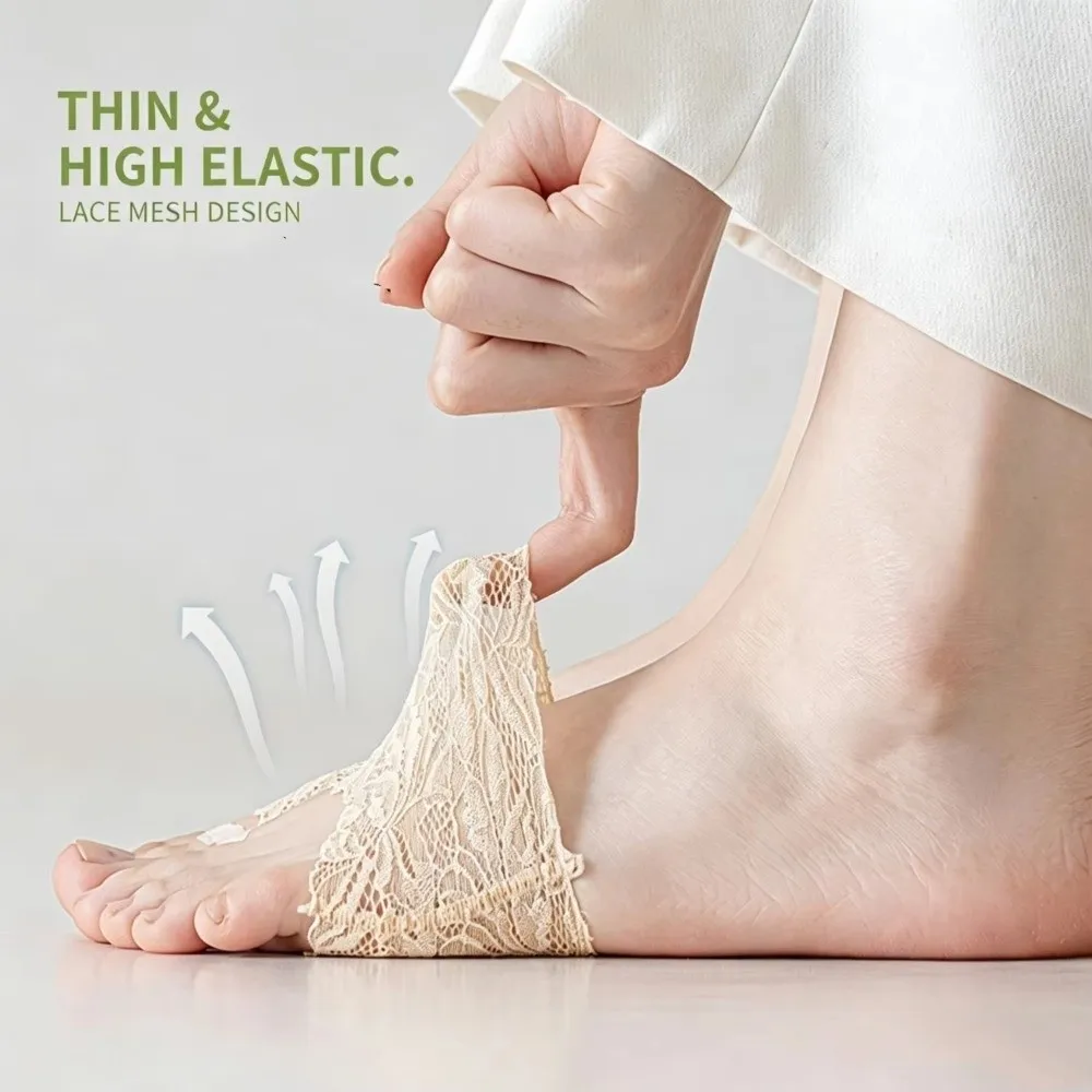 1 Pair Dancing Socks Anti-slip Forefoot Pads Thin Breathable Invisible Socks Seamless Lace Half Insoles Summer
