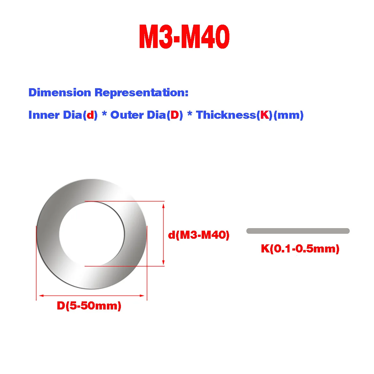 304 Stainless Steel Ultra-Thin Metal Washer / Shaft Clearance Flat Gasket With Thickness Of 0.1/0.2/0.3/0.5mm