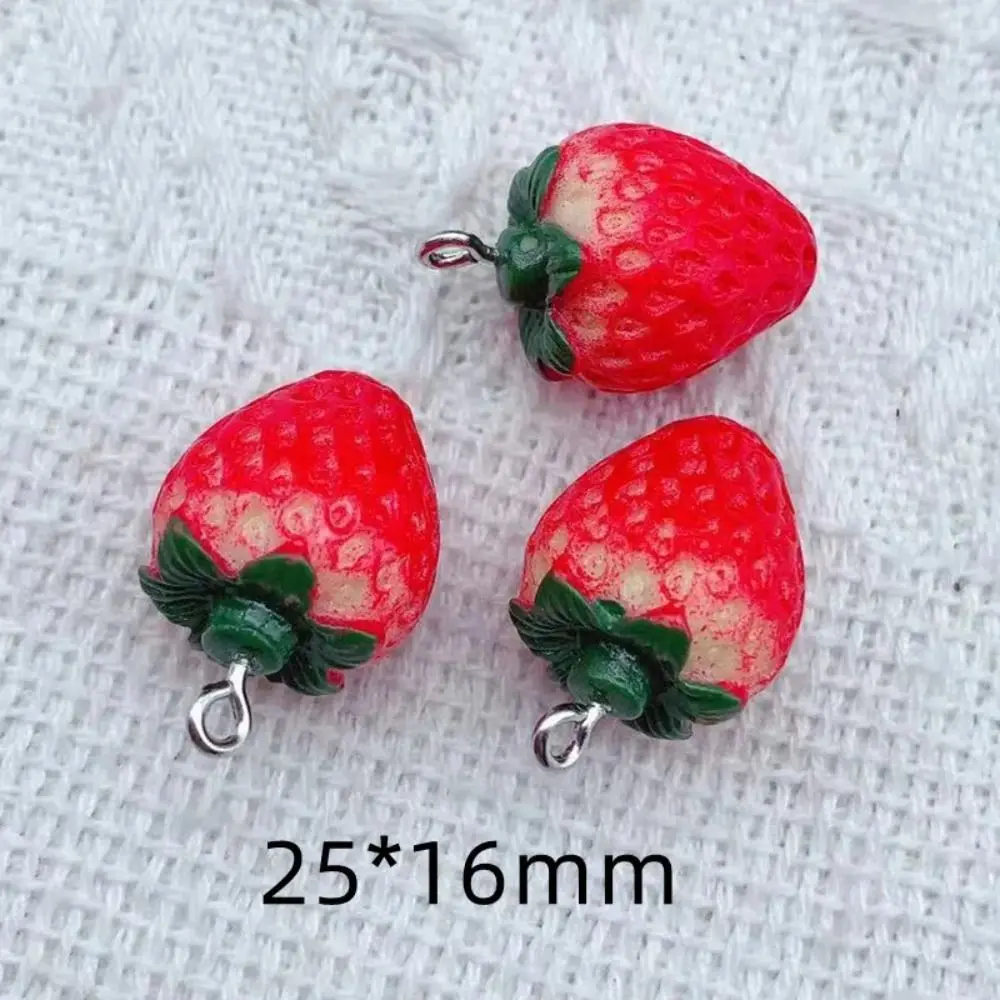 귀여운 3D 참 과일 펜던트 송진, 달콤한 딸기 모양, DIY 귀걸이, 쥬얼리 액세서리, 목걸이 펜던트, 10 개