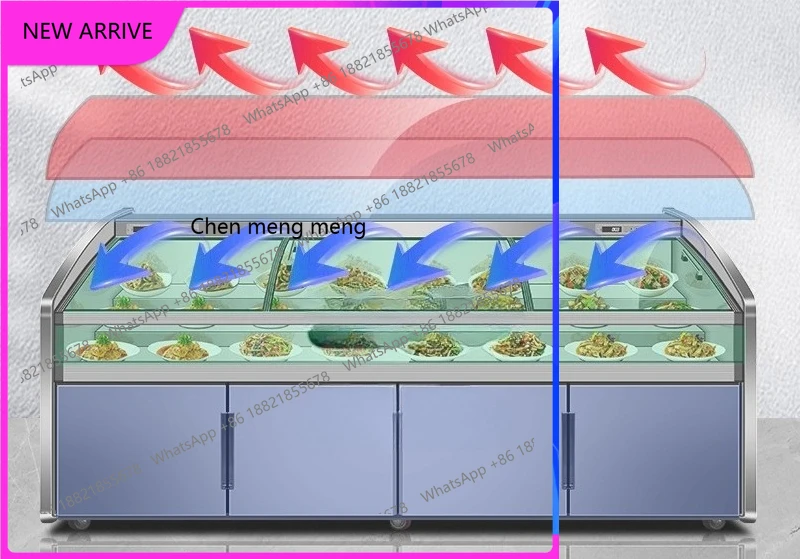

M138 Коммерческий холодильный ледяной столик для хранения свежести для уличной еды, шампуры для барбекю, трехтемпературная кабина для заказа из нержавеющей стали