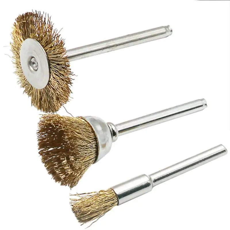 15/98Pcs Brass Brush Steel Wire Wheels Brushes Drill Rotary Polishing For Mini Dremel Rotary Tools Metal Rust Removal Brush Set