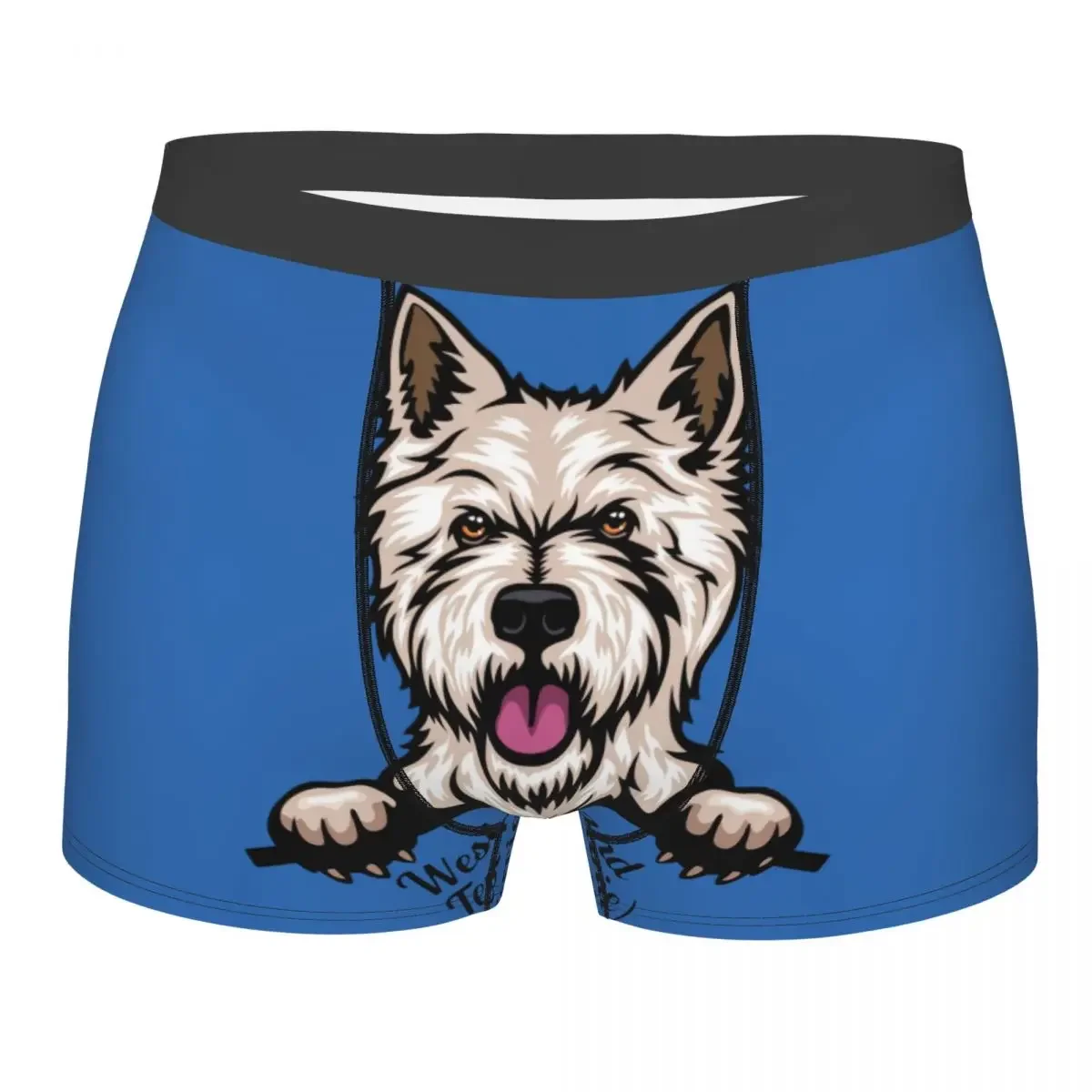 Peeking Dog West Highland White Terrier Underwear Men Stretch Westie Boxer Briefs Shorts Panties Soft Underpants For Male