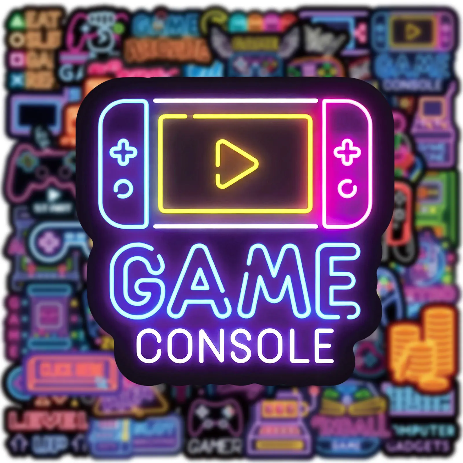 50PCS Cool Gamepad Cartoon Stickers Neon Style Graffiti Decoration Game DIY Kids Toys Fridge Luggage Laptop Guitar Bike Decals