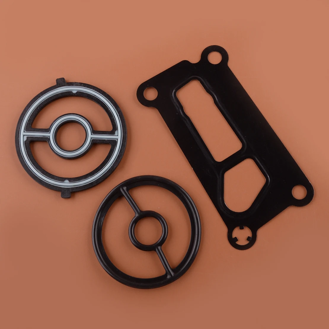 3Pcs Engine Oil Cooler Filter Housing Gasket Seal LF0214342 LF0214700 Fit for Mazda 3 5 6 Tribute MX-5 Miata CX-7 B2300