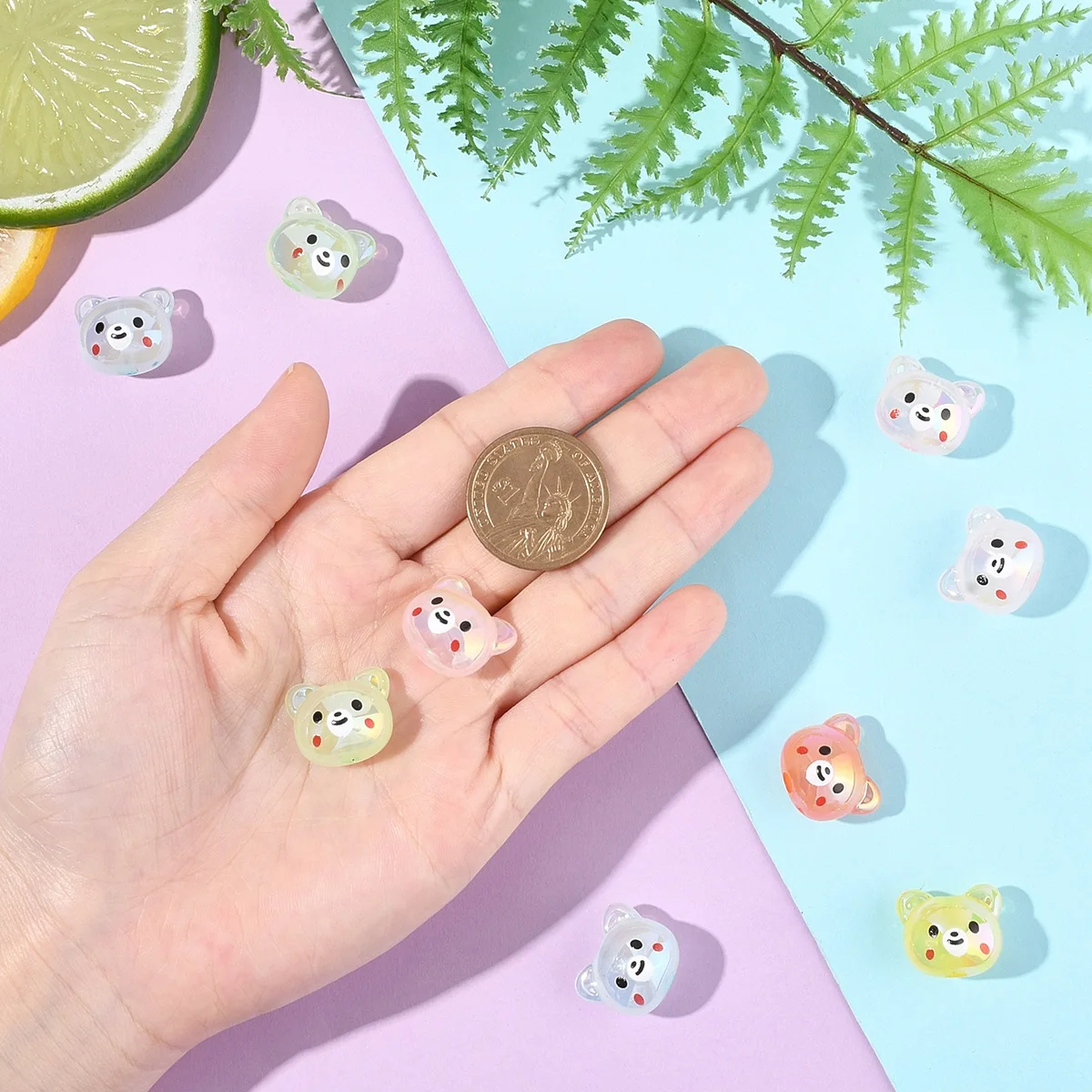 10 Pcs Acrylic Beads AB Color Plated Bear Beads for Cute Jewelry DIY Making Friend Gifts Handmade view 5