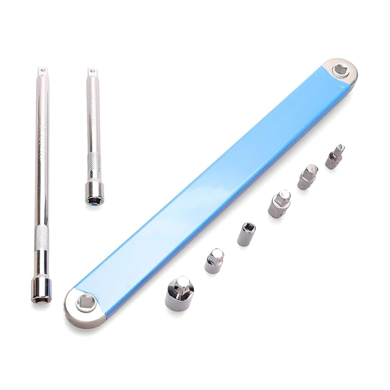 

Offset Extension Wrench, Includes 1/2, 3/8 And 1/4In Square Drive Adapters,1/4In Socket,1/4In And 1/2In Ratchet Adapters-AA70