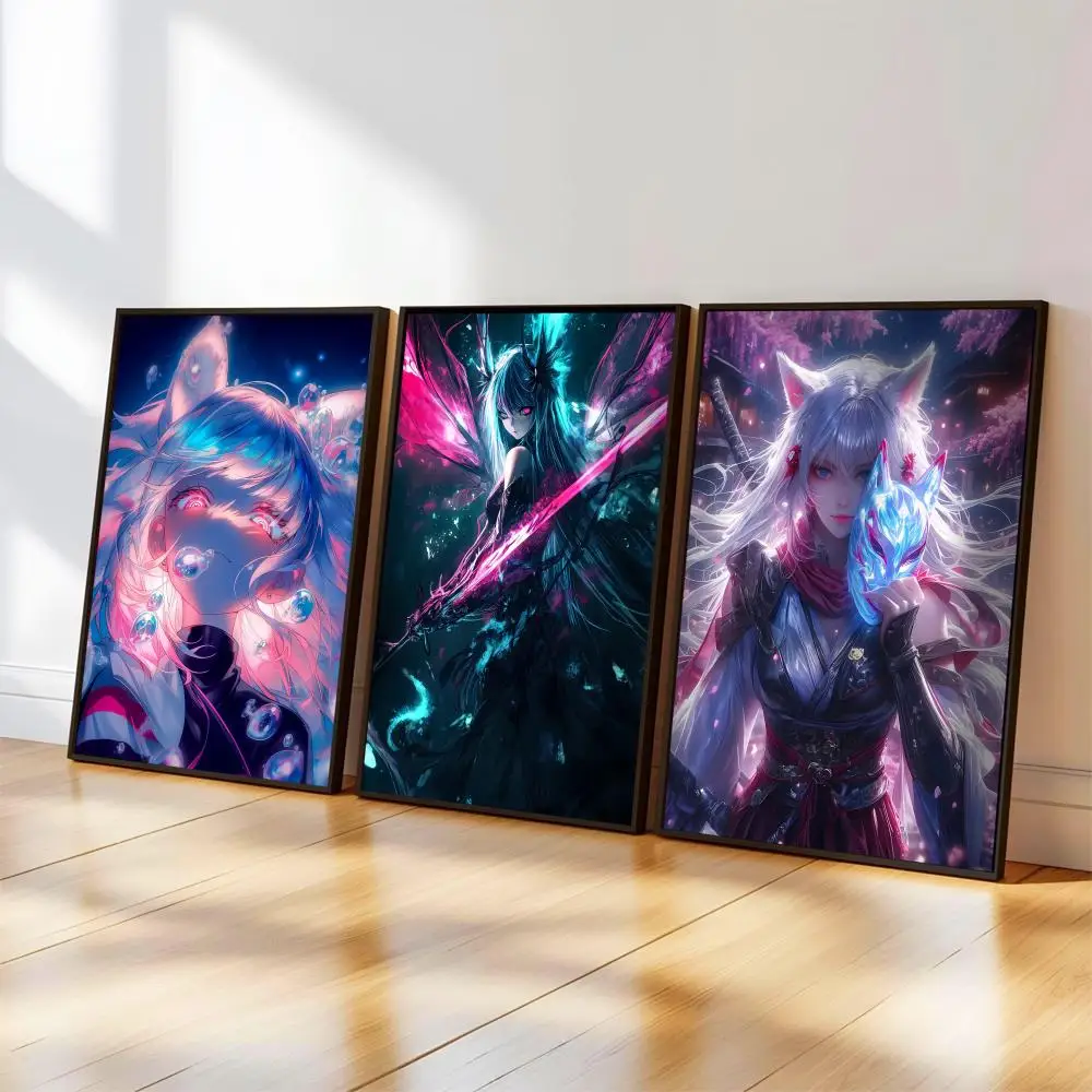 Anime-Poster, Musikalbum-Cover für Zimmer, Mädchen-Leinwandgemälde, Kunstdruck, Katana-Wanddekoration, Bild, Geschenk