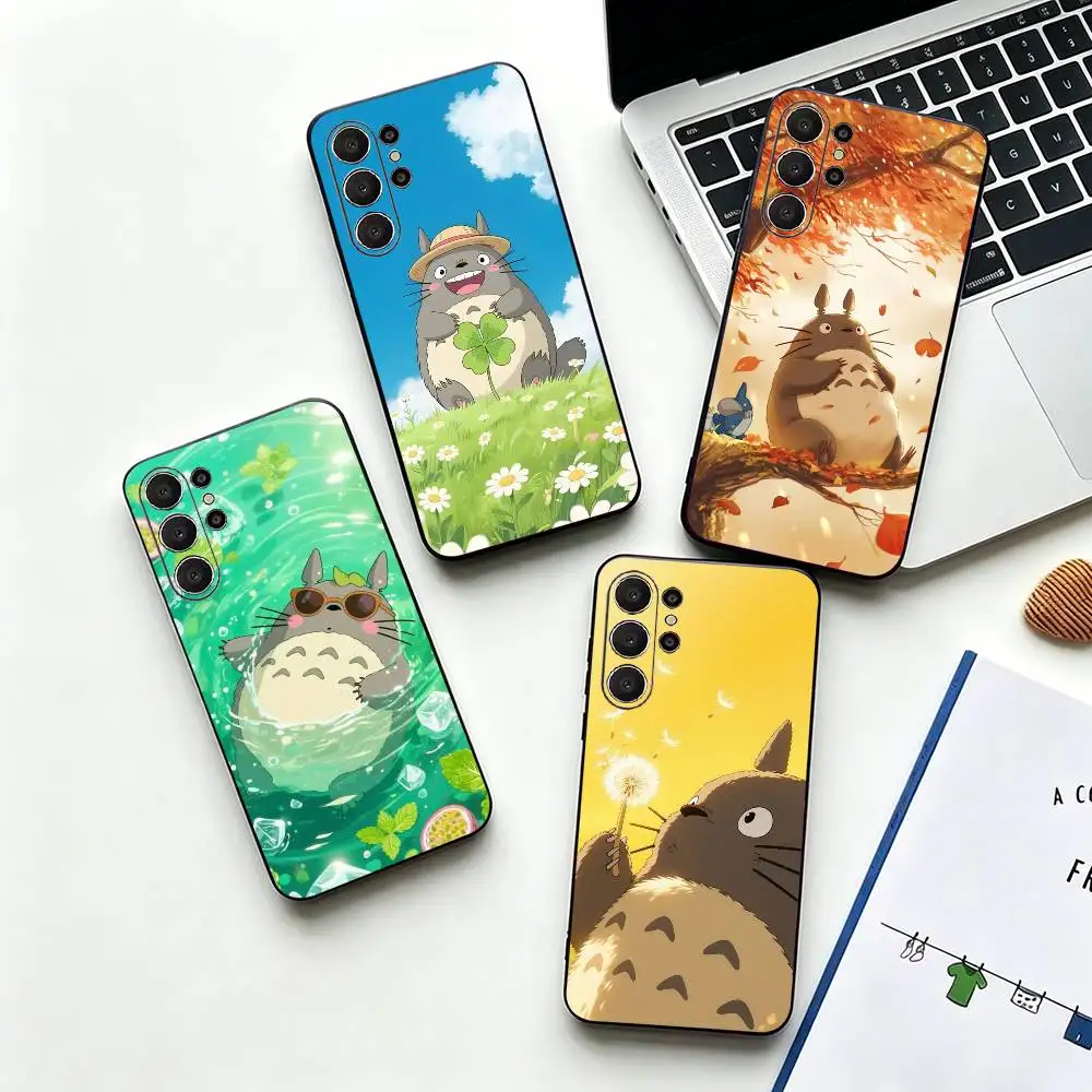 Anime-My N-Neighbor-T- Totoro Phone Case For Samsung S26,S24,S21,S22,Plus S23,S30,Ultra,S20,Fe,Black Soft Silicone