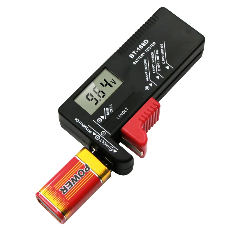 1PC Cyfrowy tester baterii Wyświetlacz LCD C D N AA AAA 9V 1.5V Wykrywacz pojemności baterii guzikowych BT-168D BT-168