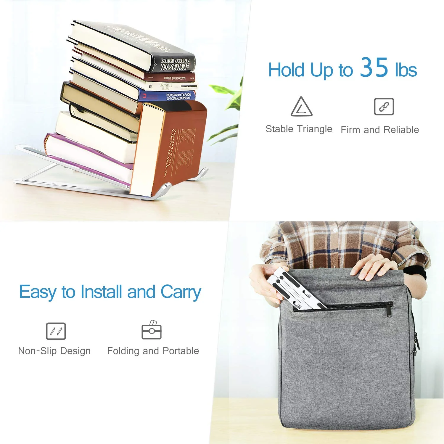 Laptop Stand Computer Stand Aluminum Adjustable Laptop Riser Notebook Holder Stand Compatible with MacBook iPad 15.6\