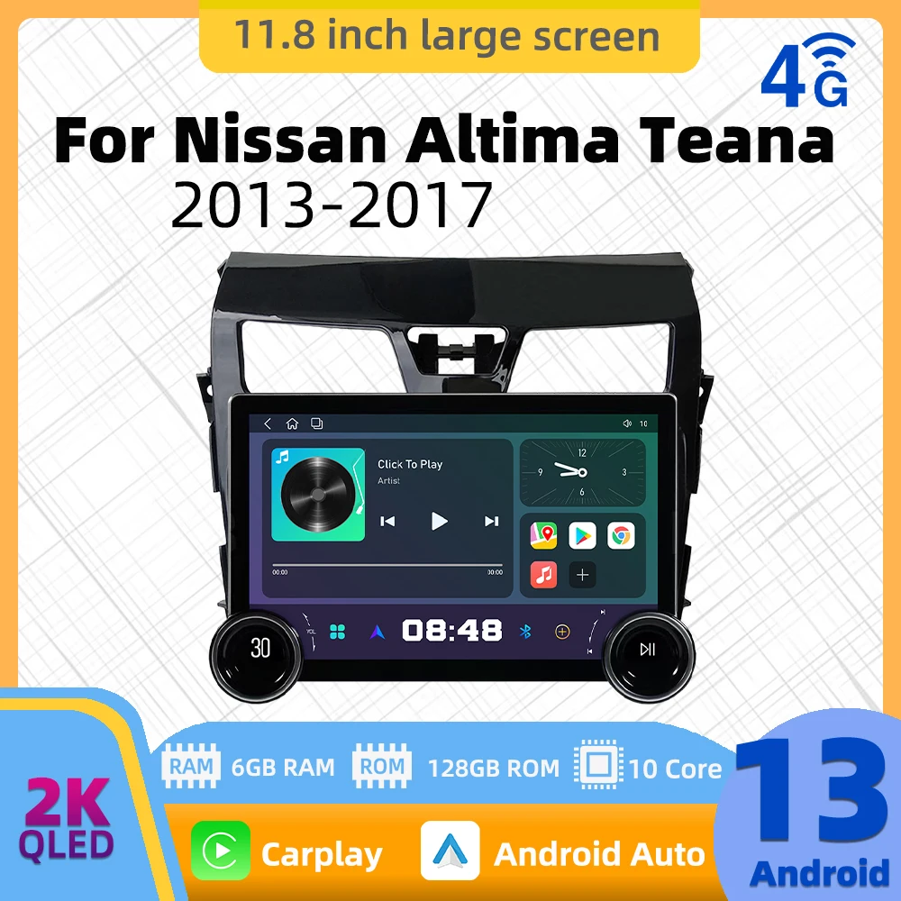 

11.8" Car Radio for Nissan Altima Teana 2013-2017 Android 2 Din Stereo Autoradio Multimedia Player Navigation Head Unit Carplay