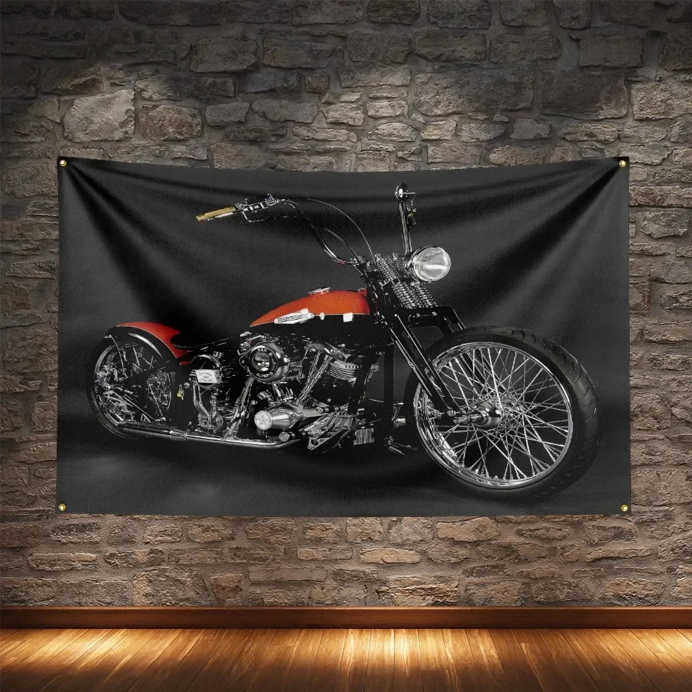 Vintage Classic Motorcycles Flag Polyester Digital Printing Moto Banner For Decoration