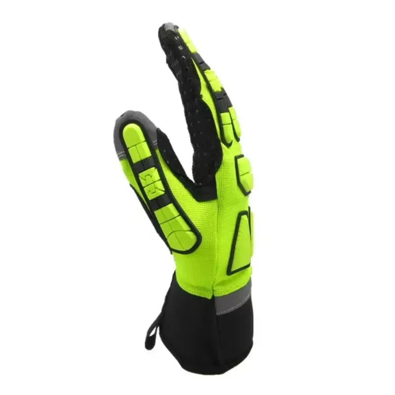 Leather Rubber Work Gloves Cut-Resistant Anti-Vibration Welding Anti-Impact Mechanic Gloves Neoprene Cuff