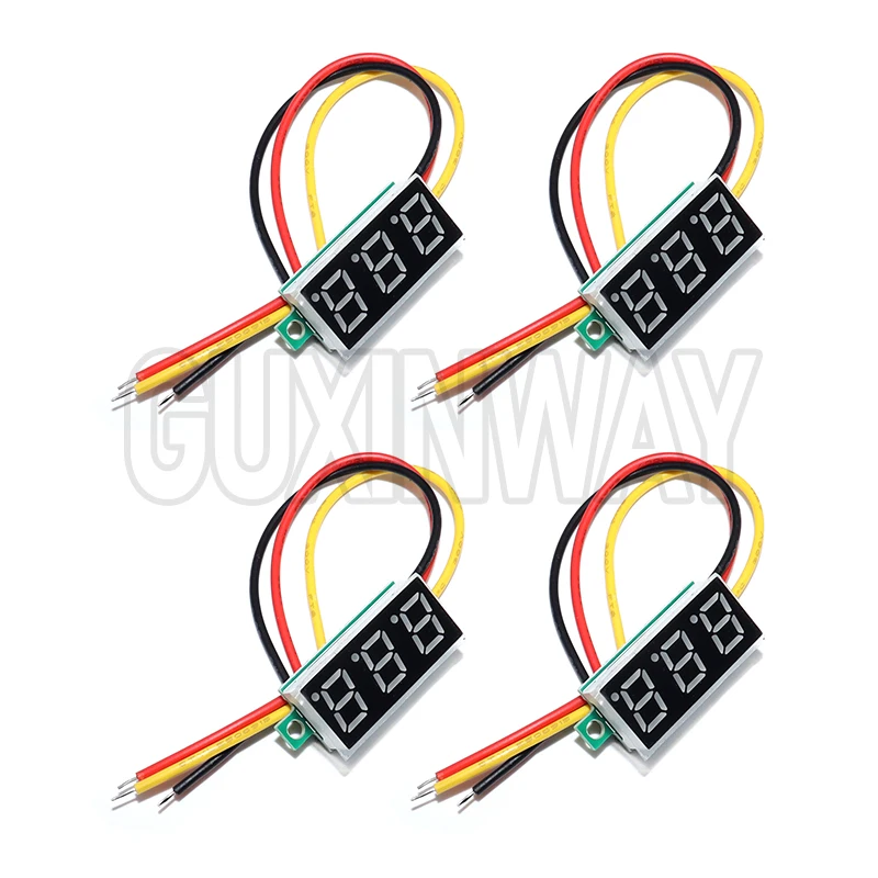 4pcs Mini Digital DC Voltmeter 0.28 Inch Two-Wire 2.5V-30V Mini Digital DC Voltmeter Voltage Tester Meter 4 Colours