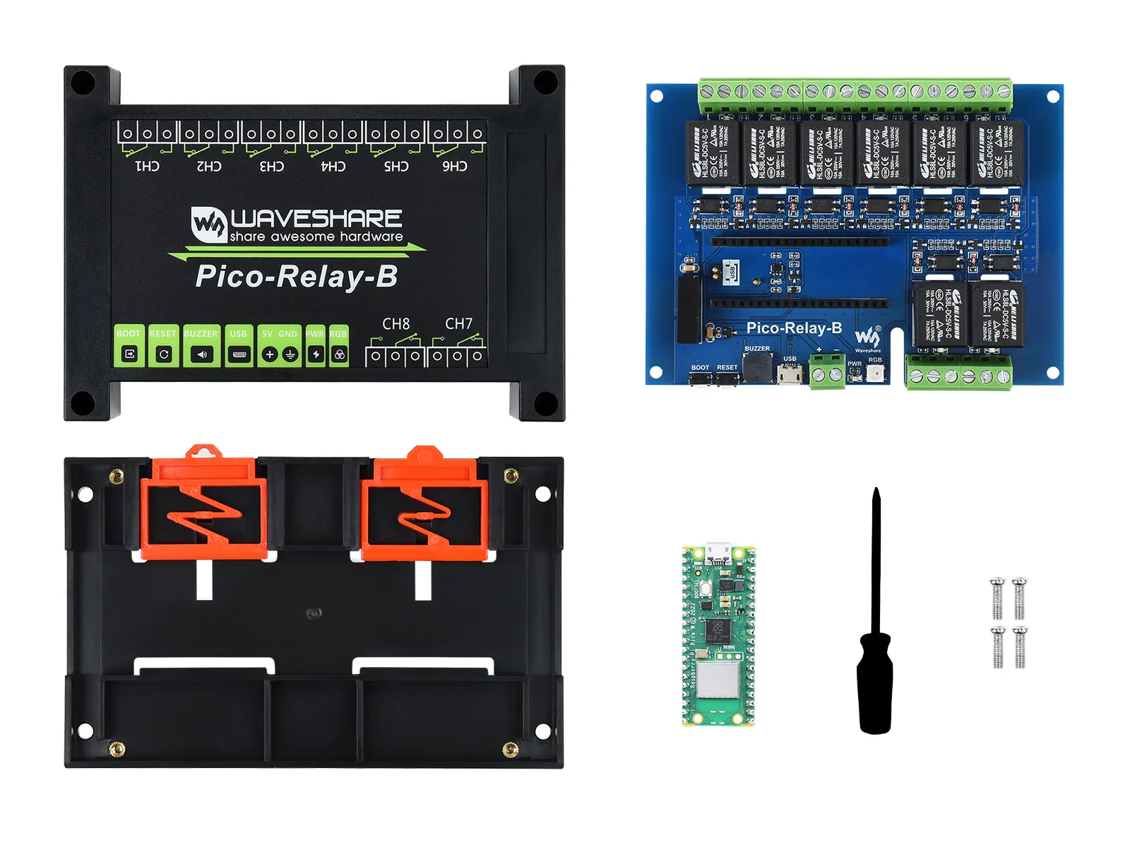 

Raspberry Pi Pico WH Relay Kit,Microcontroller Board, Built-in WiFi, Based on Official RP2040 Dual-core Processor