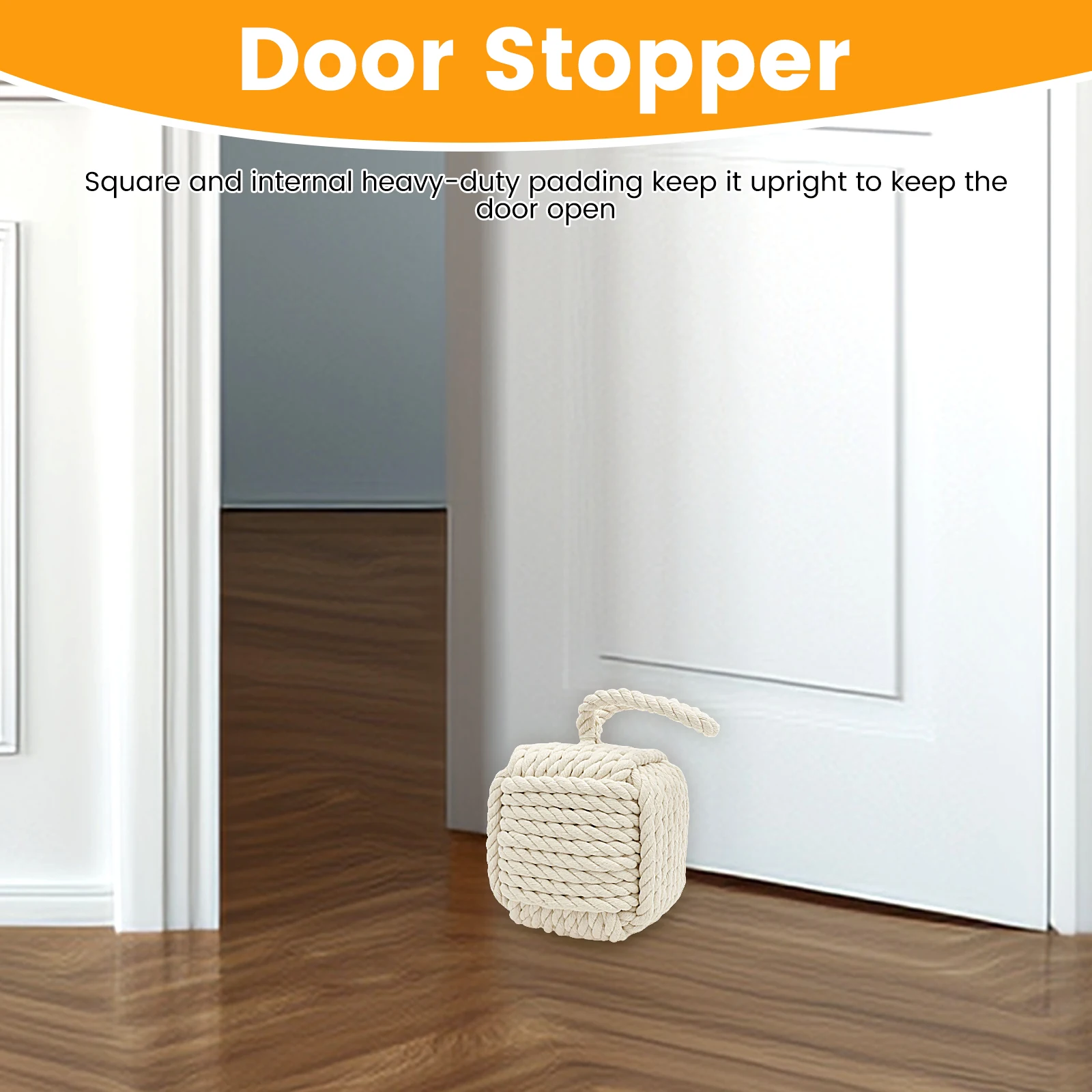 

Rope Knot Door Stops Decorative Sailor Knot Stopper with Handle Heavy Duty Weighted Interior Square Doorstop for Home Bookend