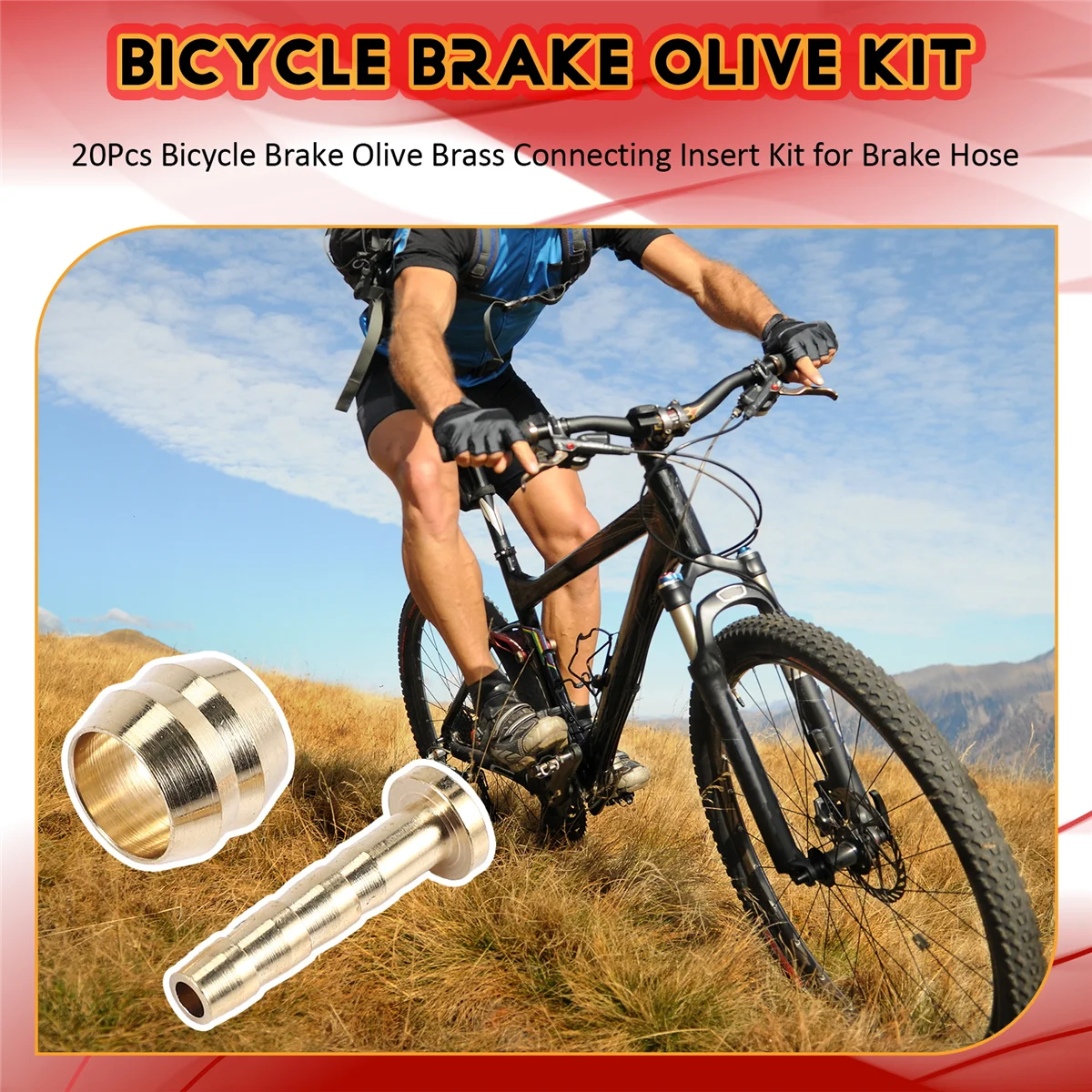 A26P 20-teiliges Verbindungseinsatz-Set für Fahrradbremsen aus olivfarbenem Messing für hydraulischen Scheibenbremsschläuche Shimano BH59, 4