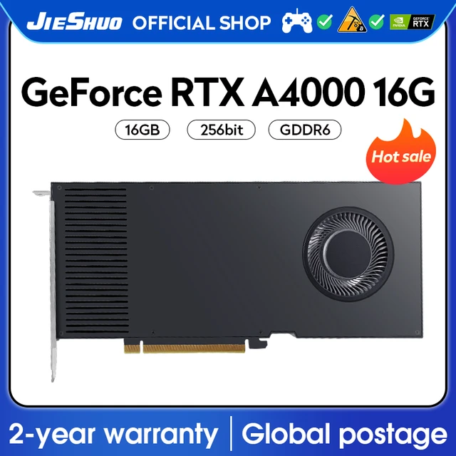 JIESHUO NVIDIA RTX A4000 16GB Turbo Video Graphics Card GDDR6 GPU 8nm  256bit RTX4000 16G PC Desktop Game Office KAS RVN CFX Etc