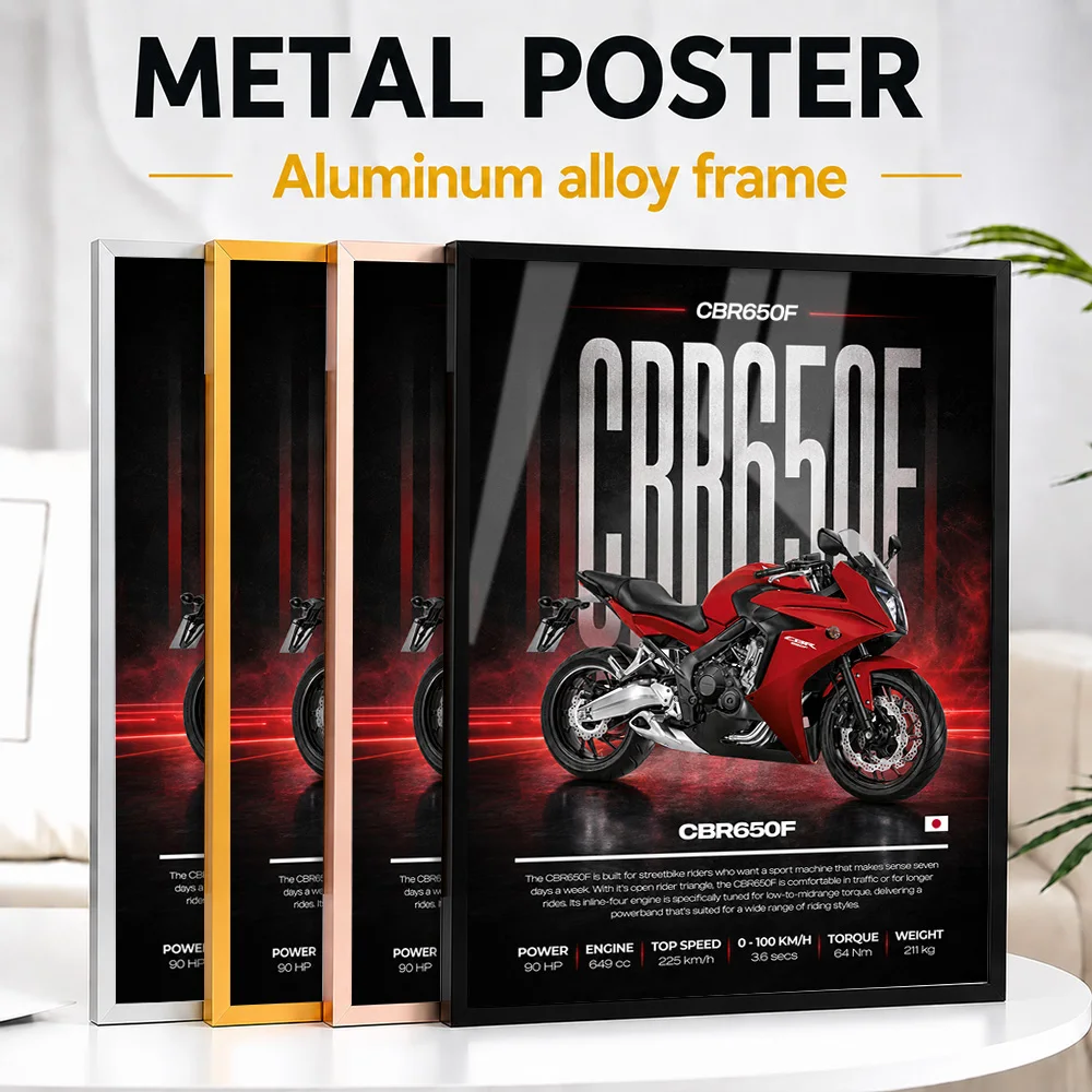 Japan CBR650F Motorcycle Framed Metal Poster Personalized Photo Vintage Cruiser Style Wall Art For Game Room Unique Rider Gift