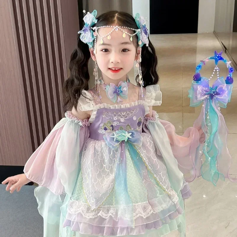 

Sanrio Halloween Kuromi Girls Mermaid Lolita Dress Princess Skirt Cartoon Spring Autumn Party Gifts Cosplay Performance Dress