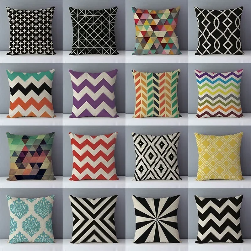 Quality Cozy Popular Geometric Couch Cushion Cover Home Decorative Pillows 45x45cm For Bed Seat Back Cushions Bedding Pillowcase