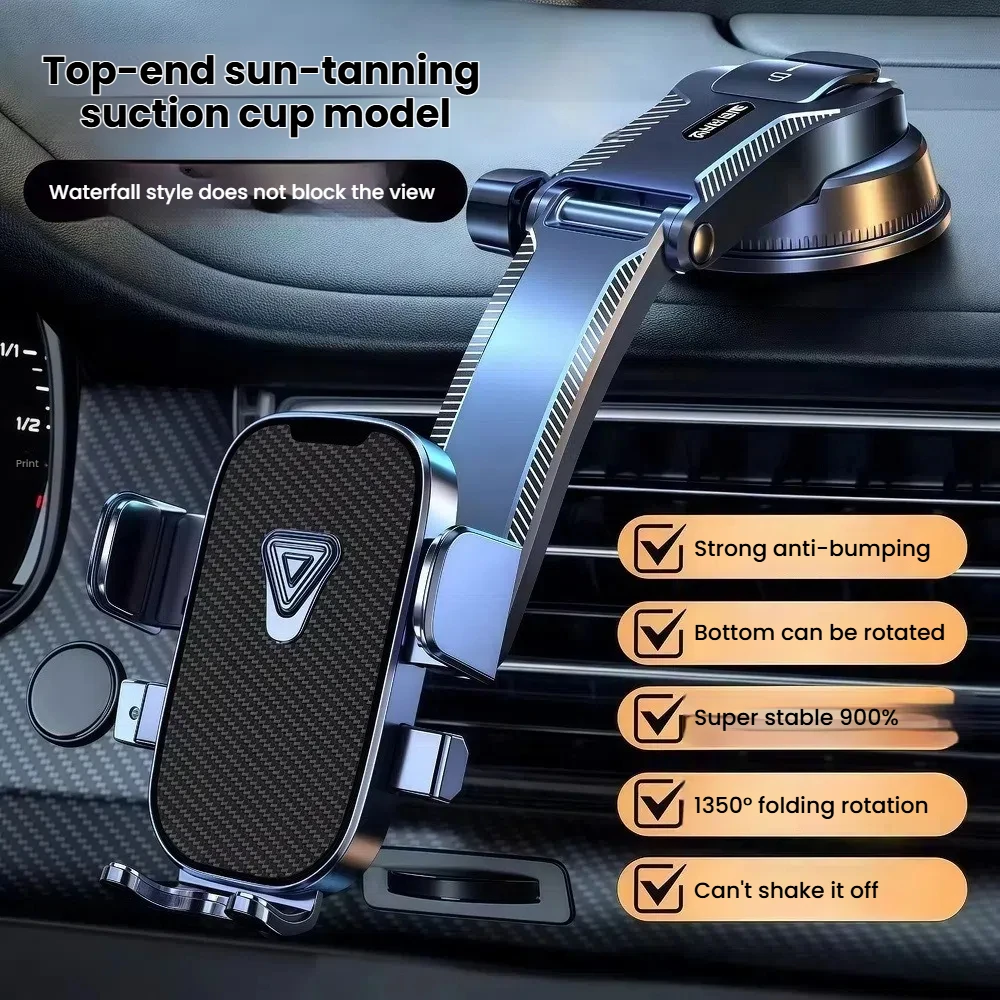 

360° Car Phone Holder - Super Strong Suction Mount for Dashboard/Windshield, No-Slip Auto Lock Cradle iPhone Android 4-7 Inch