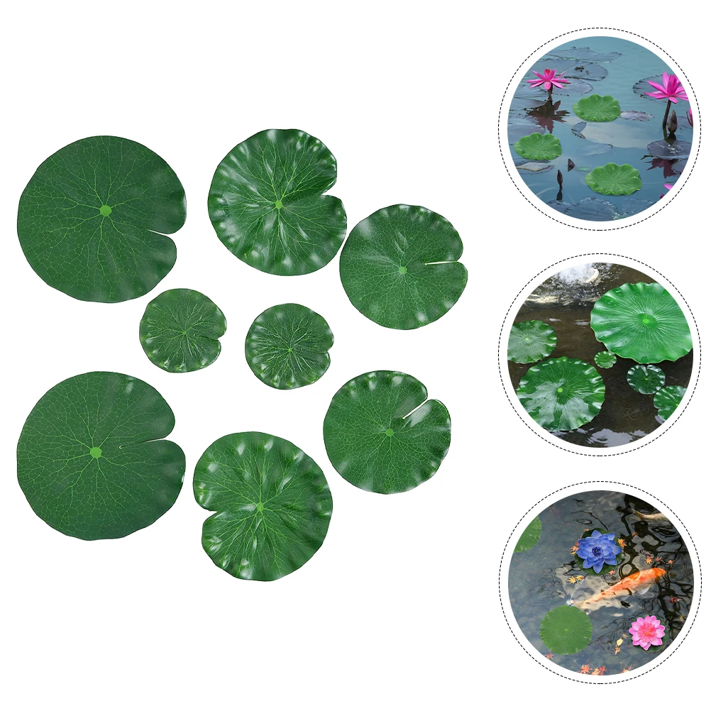 

8Pcs EVA Artificial Lotus Leaf Decorative Lily Pads Simulated Pond Decor Wear Resistant Pond Plants Floating Flower Pool Garden