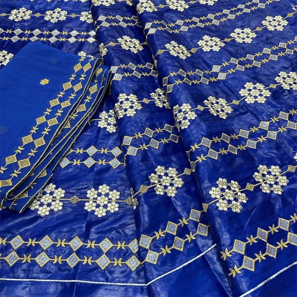 

2025 African Cotton Perfume Bazin Fabric Basin Riche Brocade Embroidery Clothes Material 5+2Yards For Nigerian Wedding Party Sew