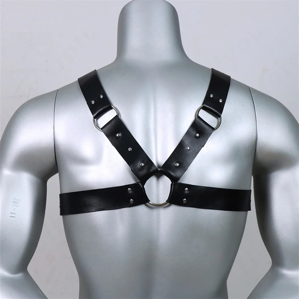 Men Harness Belts Fetish Gay Clothing for Sex Rave Sexual PULeather Chest Adjustable BDSM Gay Body Bondage Cage Harness Lingerie