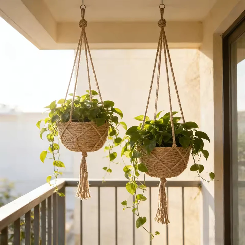 1/2/4Pcs 60~120cm Hanging Flower Pot Net Planters for Hanging，Woven Plant Holder for Gardening, Planter Hanger Rack