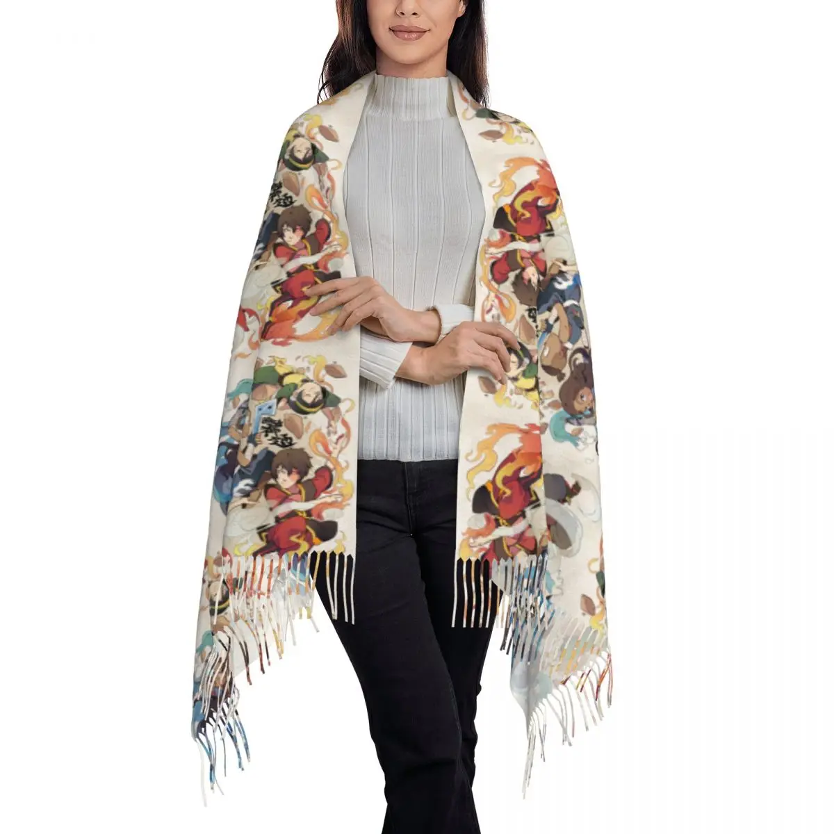 The Last Paintbender Team Avatar Ultimate Scarf Tassel Scarves Women Soft Warm Shawls and Wraps Long Fall Winter Shawl Wrap