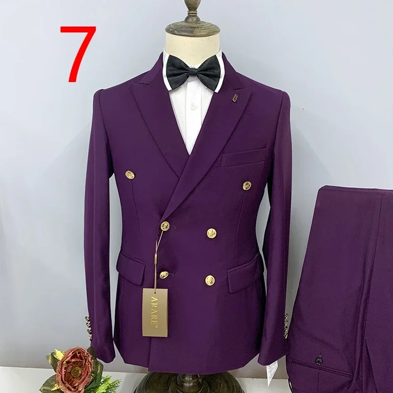 B323-Korean style slim fit suit formal best man clothing groom wedding dress two piece suit