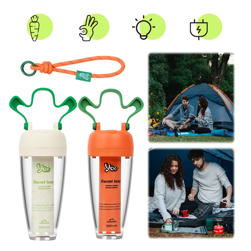 Lanterna da campeggio a forma di carota Luce d'atmosfera ricaricabile tramite USB IPX4 Dimmerazione continua impermeabile per picnic da campeggio all'aperto