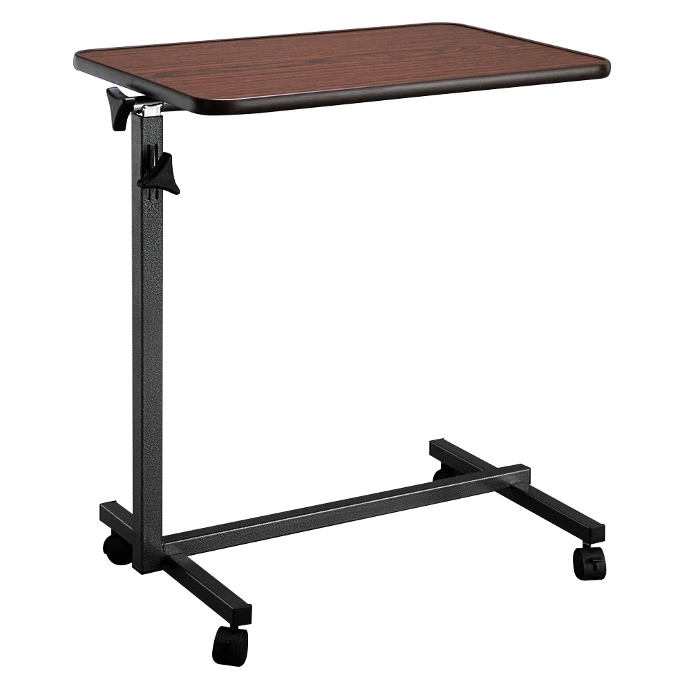 

Adjustable Multifunctional Bedside Table, Dark Wood Grain, MDF/Iron, 4 Braked Wheels