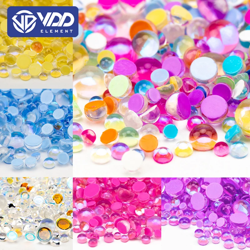 VDD 300 pz/1200 pz formato misto Nail Art sirena rotonda vetro cristallo Flatback strass fai da te 3D caramelle colori pietre Glitter