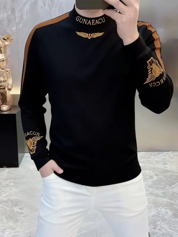 

Мужская толстовка с капюшоном Slim Fit, не мнущаяся, модная, цветная, с круглым вырезом, с вышивкой, повседневная, весенняя коллекция