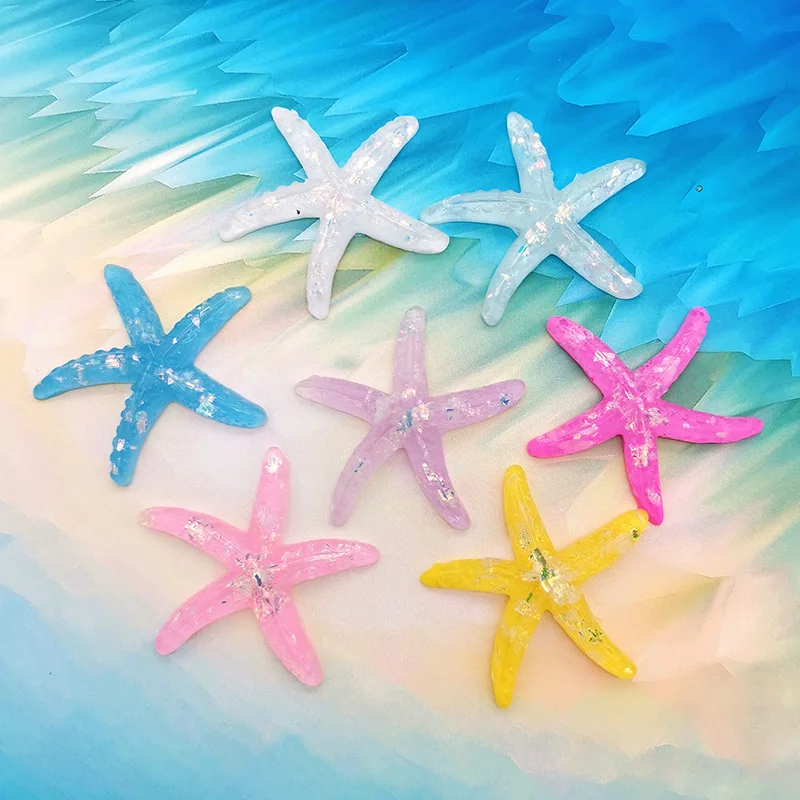 

10pcs Mini Kawaii Cartoon Sea Star Resin Flat Back Cabochons Scrapbook Diy Party Hairpin Accessories Home Decoration Craft